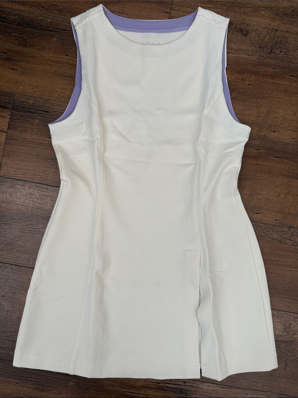 Bad Birdie Cream Mini Dress with Lilac Trim